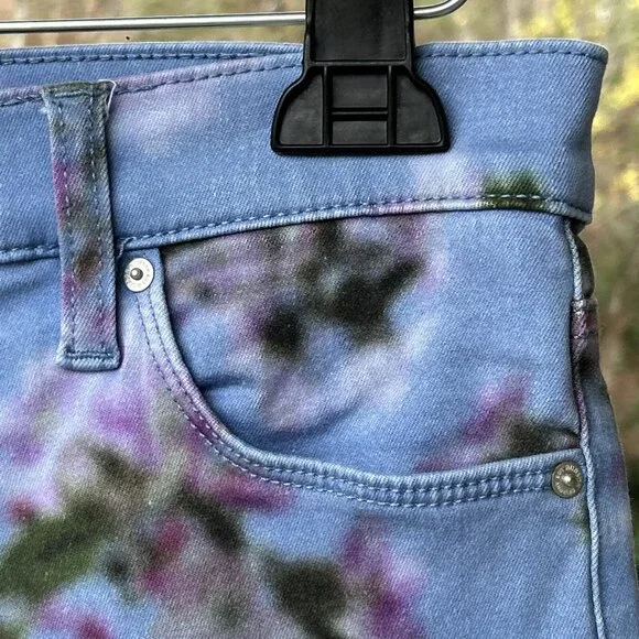 Hudson Barbara High Waist Skinny Ankle Jeans Pant Blue Blurred Floral USA Sz 28 - Picture 9 of 16